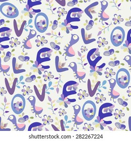 Cute seamless pattern with letters.