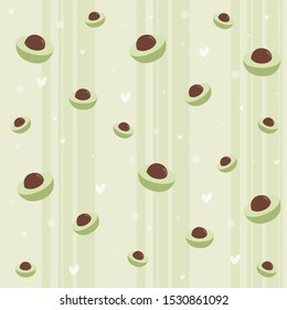 Cute seamless pattern of little avocados. Fun fruit vector illustration!