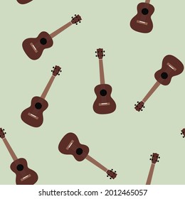 cute seamless pattern, little brown ukulele, ukulele lessons, eps 10 