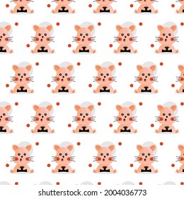 Cute seamless pattern little cat design on white background