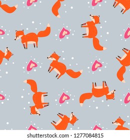 cute seamless pattern with little foxes fox with heart
