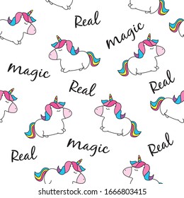 Cute seamless pattern with little unicorn