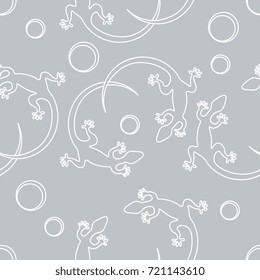 Cute seamless pattern with lizards and circles. Design for poster or print.