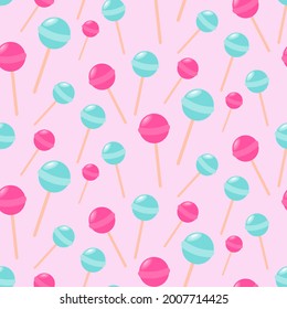 Cute seamless pattern with lollipops chupa-chups. 