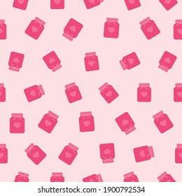 Cute Seamless Pattern with Love Heart on Mason Jar. Perfect for Valentines Day Theme. 