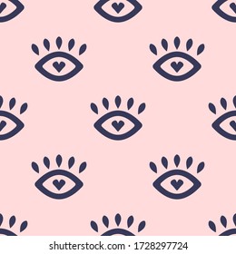 Nahtloses Muster mit liebevollen Augen. Girly Vektorgrafik.