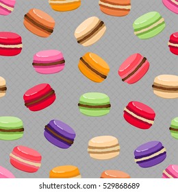 Cute seamless pattern with macaroons. French sweets. Pattern.