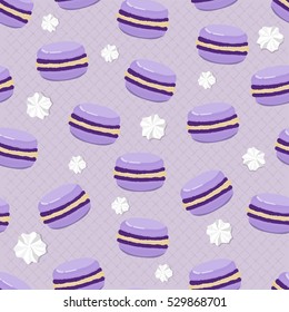 Cute seamless pattern with macaroons. French sweets. Pattern.