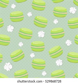 Cute seamless pattern with macaroons. French sweets. Pattern.