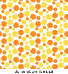 Cute seamless pattern made of flat citrus slices.
