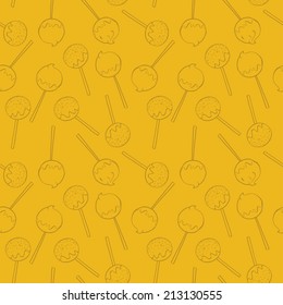 Cute seamless pattern made of hand drawn doodle chocolate and caramel candies. Cartoon sweets background.