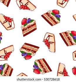 Cute seamless pattern made of hand drawn cakes.