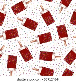 Cute seamless pattern made of hand drawn ice creams. Pretty birthday or valentine pattern.