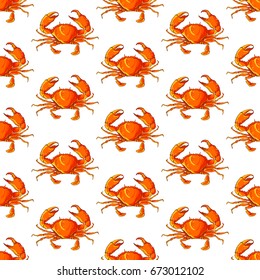 Cute seamless pattern made of pretty orange crabs.
