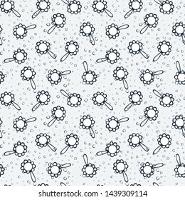 Cute seamless pattern with maraca. Cartoon hand drawn vector illustration. Nice for t-shirt print, kids wear fashion design, clip-art, baby shower invitation cards
