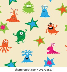 Cute seamless pattern with a monsters