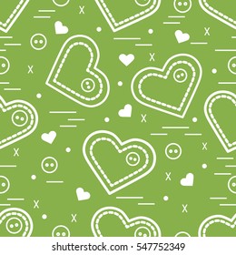 Cute seamless pattern with needle cases and buttons. Greeting card Valentine's Day. Design for banner, flyer, poster or print.