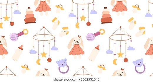 Cute seamless pattern for newborn clothing. 