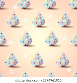
Cute seamless pattern with nice Christmas trees in light colors with snowflakes
