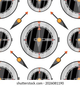 Cute seamless pattern with old fashioned compasses. White background. Flat style illustration.