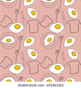 Cute seamless pattern with omelette. Vector hand drawn illustration.