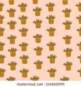 Cute seamless pattern on a beige background with beautiful botanical flowers. Hand drawn plants. Texture for scrapbooking, wrapping paper, invitations.