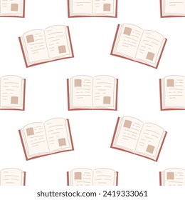 Patrón perfecto con libros abiertos. Impresión sin fin con novelas, planificadores, cuadernos.