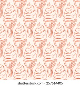 cute seamless pattern with orange ice-cream