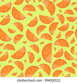 Cute seamless pattern with orange slices. Stylish abstract geometric background. Vector illustration. Simple citrus ornament.