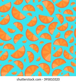 Cute seamless pattern with orange slices. Stylish abstract geometric background. Vector illustration. Simple citrus ornament.