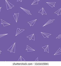 Cute seamless pattern with origami plane - colorful design. Stylish vector background