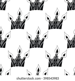 cute seamless pattern from original crowns-candles