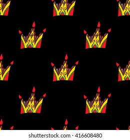 cute seamless pattern from original crowns-candles
