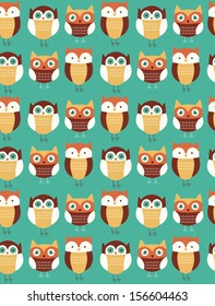 cute seamless pattern with owl. vector illustration
