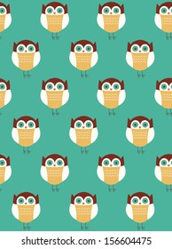 cute seamless pattern with owl. vector illustration