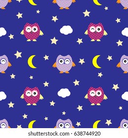 Cute seamless pattern owl vector