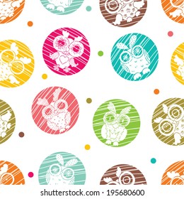 Cute seamless pattern with owls.