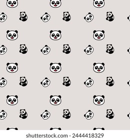 Cute seamless pattern with pandas