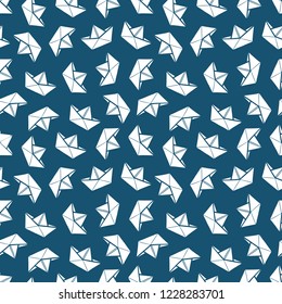 Cute seamless pattern of paper boats