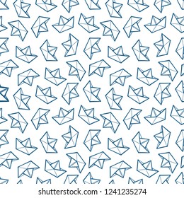 Cute seamless pattern of paper boats