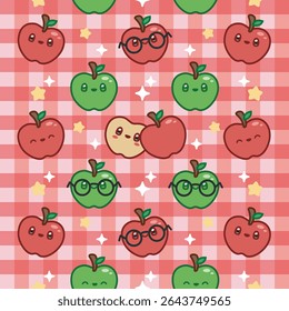 Cute seamless pattern paper of red and green apple for teacher day