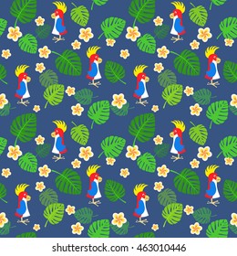 Cute seamless pattern with parrot