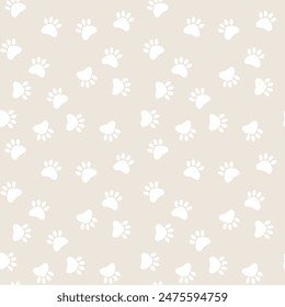 Cute seamless pattern with pet paw. Background with paw prints. It can be used for wallpapers, wrapping, cards, patterns for clothes and other printable cover