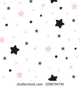 Cute Seamless Pattern Pink Black Stars Stock Vector (Royalty Free ...