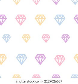 Un diseño sin fisuras, con un confeti en forma de diamante rosa, azul y amarillo en tonos pastel. Se puede usar para papel pintado, raspado, textil, ropa de bebé, envoltura de regalo, papel. Ilustración del vector