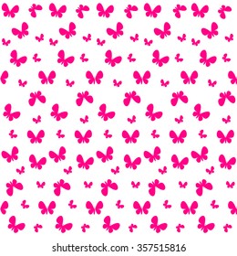 Cute seamless pattern with pink butterflies. Can be used for background, textile pattern, scrapbooking etc.