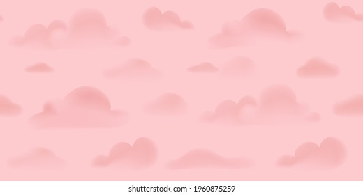 Cute Seamless Pattern with Pink Clouds. Vector Illustration