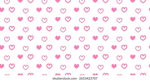 Padrão perfeito bonito com cor-de-rosa colorido e coração contorno. Simples fundo adorável. Perfeito para crianças roupas, software, roupas femininas, papel de embrulho, etc.
