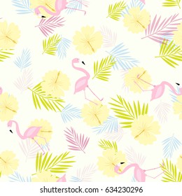 Cute seamless pattern pink flamingo vector