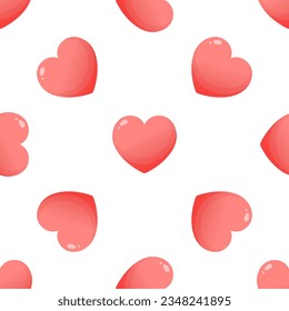 Cute seamless pattern with pink hearts. Vector illustration